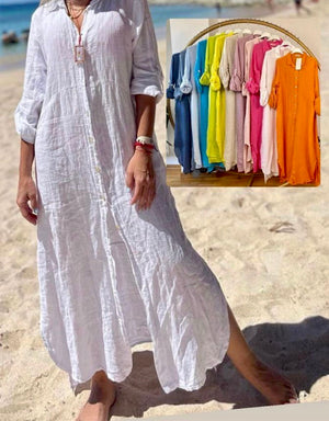 Linen Maxi Shirt Dress